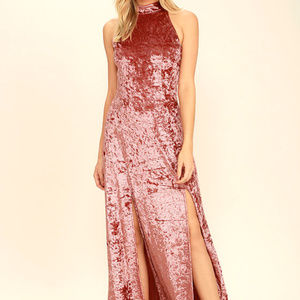 Lulus Stretch Crushed Velvet Halter Dress